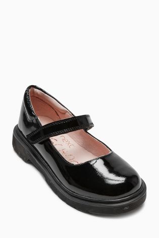 Black Patent Stitch Down Shoes (Older Girls)